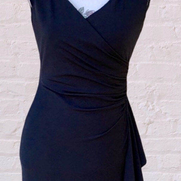 White House Black Market Black Ruching Sleeveless Lined Dress - Picture 3 of 11